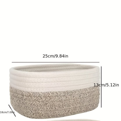 Nutshell Japanese style storage basket in white and beige with woven design, ideal for organizing items