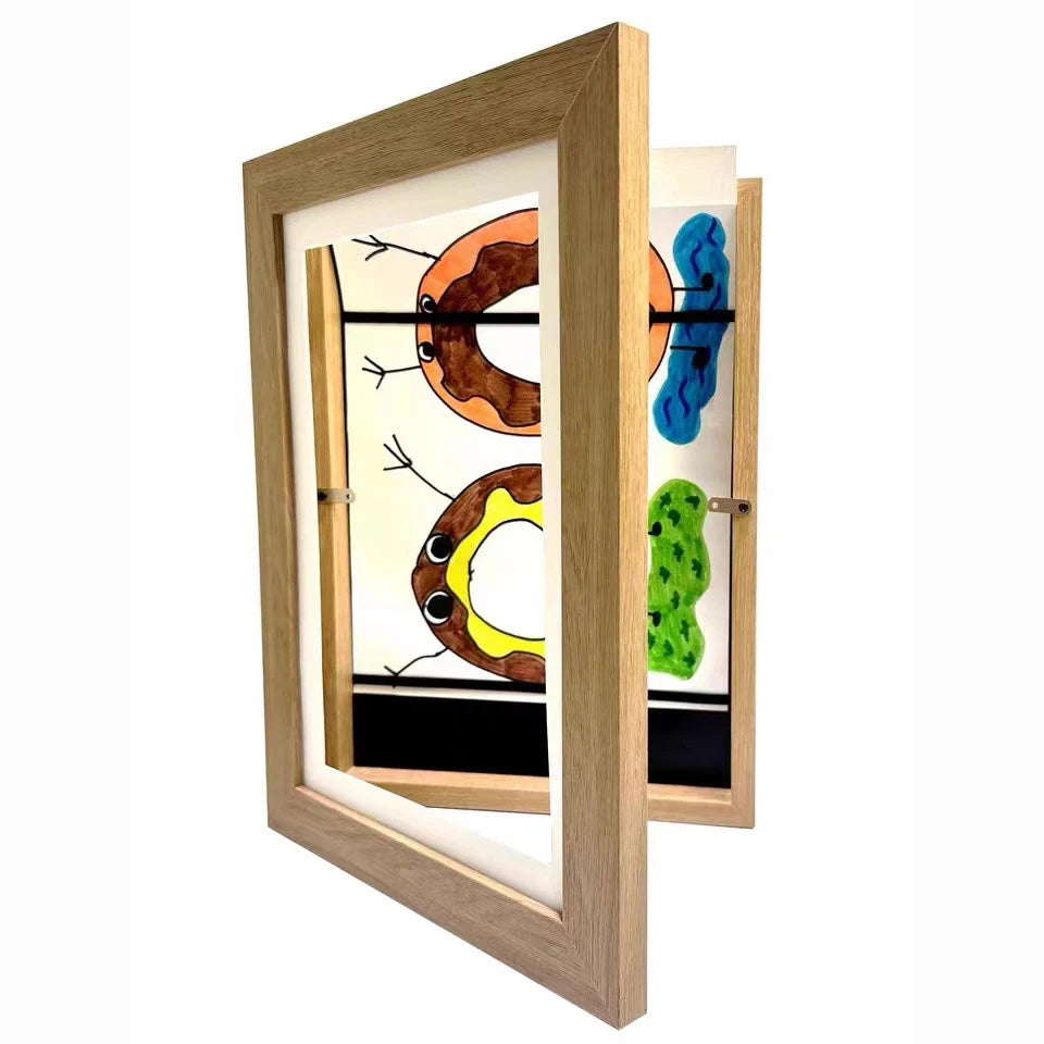 Nutshell kids art frames with magnetic front featuring easy access for displaying children's artwork