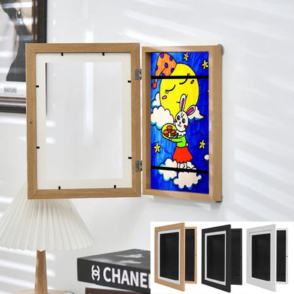 Kids art frames with magnetic front for displaying children's artwork in a stylish, easy-open design