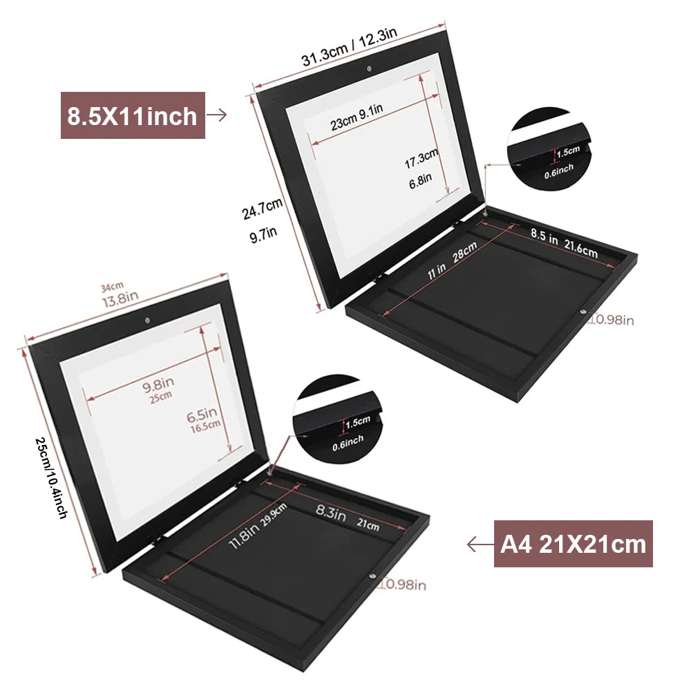 Nutshell kids art frames with magnetic front for easy artwork display in two sizes