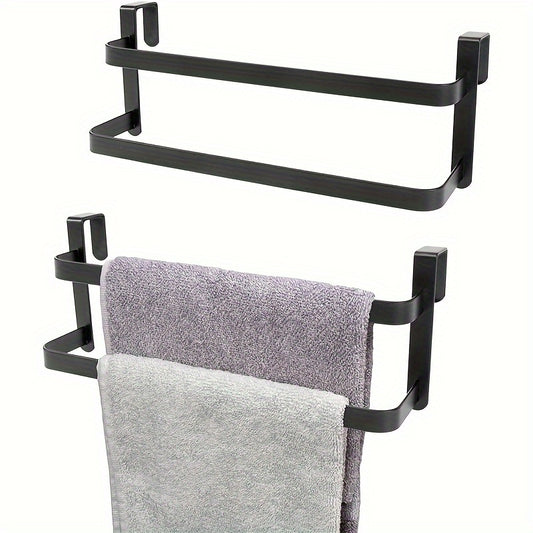 Nutshell 1pc 2pcs Kitchen Cabinet Double Towel Rack in sleek black design for tidy towel storage