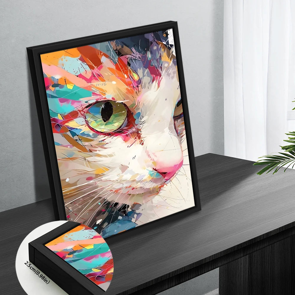 Colorful kitten wall art canvas print featuring a vibrant cat portrait in modern style