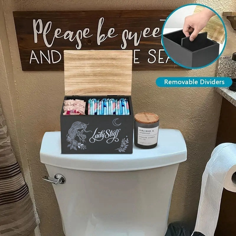 Nutshell lady stuff storage container with removable dividers, perfect for bathroom organization