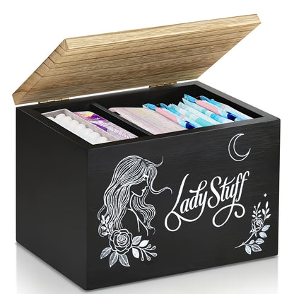 Nutshell lady stuff storage container with floral design, organized compartments for bathroom items