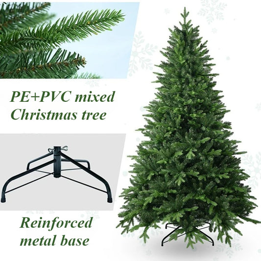 Large artificial Christmas tree with PE and PVC mix and a reinforced metal base for stability