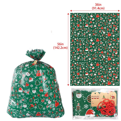 Large Christmas gift bag in green with festive patterns, perfect for holiday gifting