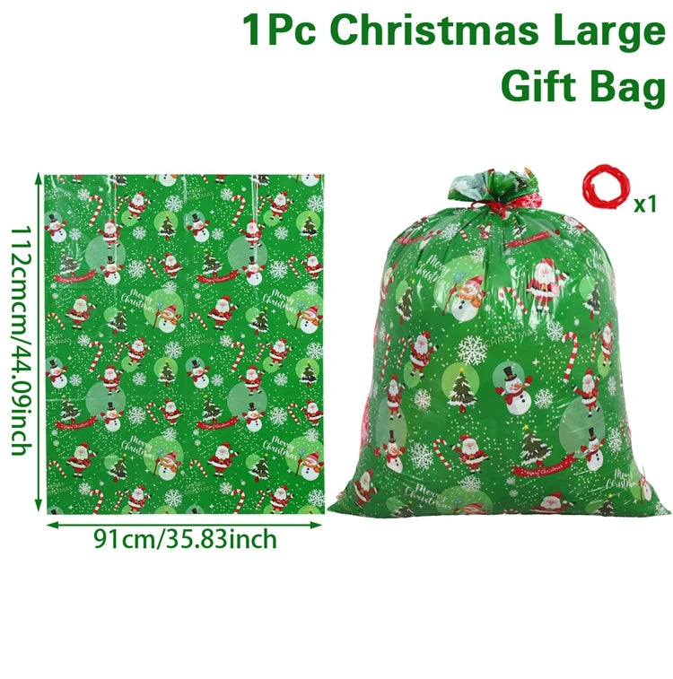 Large Christmas gift bags featuring festive snowmen and Christmas trees, perfect for holiday presents