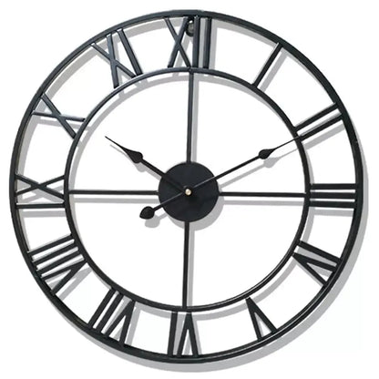 Large Iron Roman Numerals Wall Clock with Modern Design and Open Frame for Stylish Decor