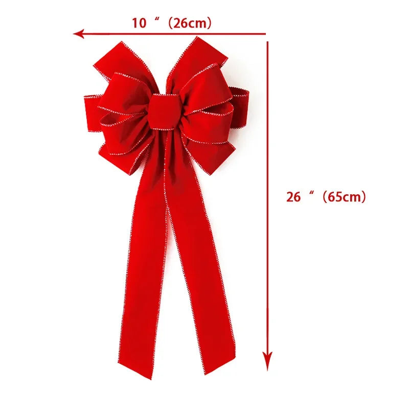 Large Red Christmas Bows Outdoor measuring 10 inches by 26 inches for festive decorations