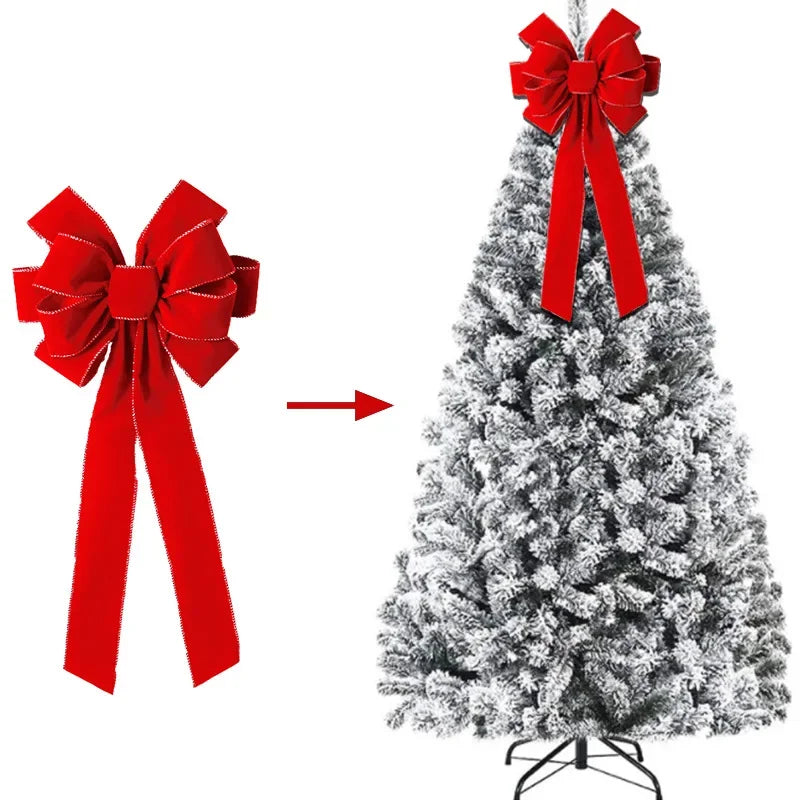 Large Red Christmas Bows Outdoor for festive tree decoration and holiday displays