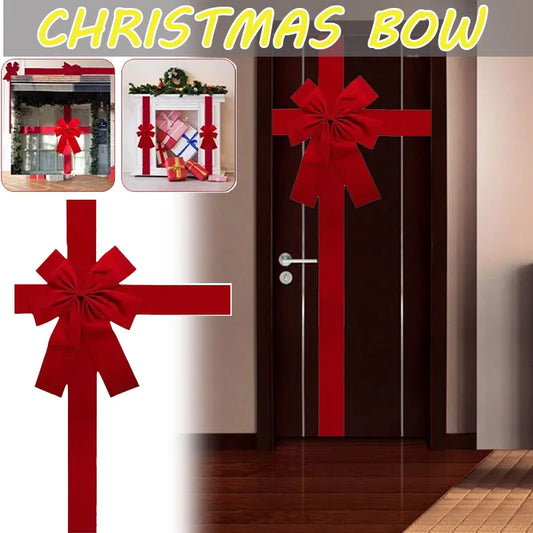 Large Red Organza Front Door Bow for festive holiday decorations and celebrations