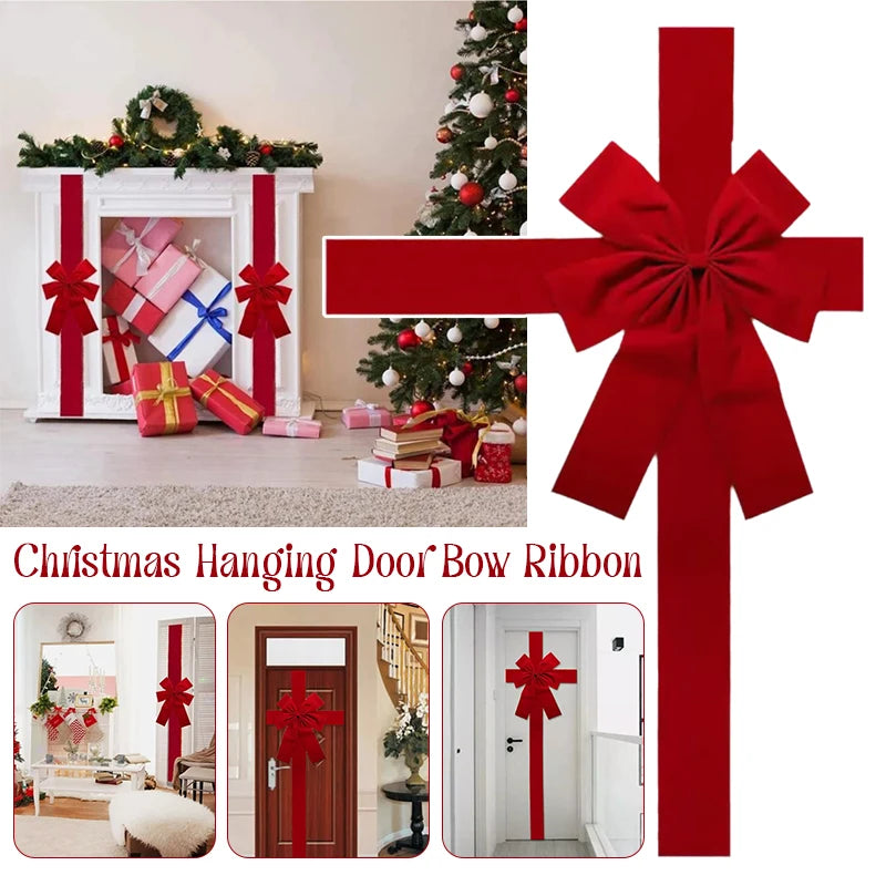 Large Red Organza Front Door Bow for festive holiday decoration and celebrations