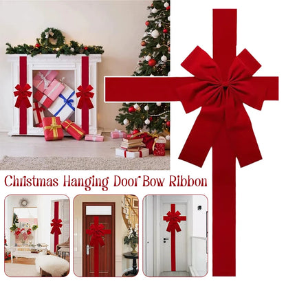 Large Red Organza Front Door Bow for festive holiday decoration and celebrations