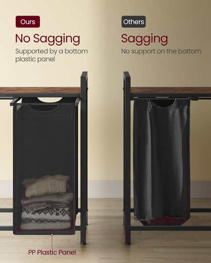 Nutshell laundry sorter with 4 removable bags featuring no sagging design with bottom plastic panel