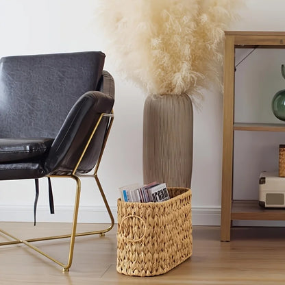 Nutshell toilet paper holder basket in natural woven design, ideal for bathroom organization