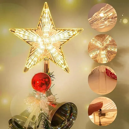 LED Christmas tree star topper with bright lights for festive holiday decoration