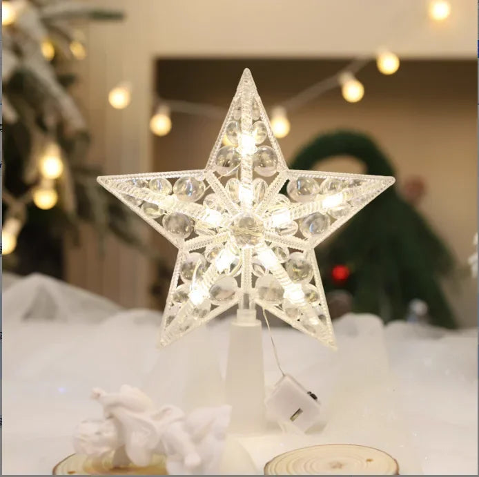 LED Christmas tree star topper with sparkling lights for festive holiday decor