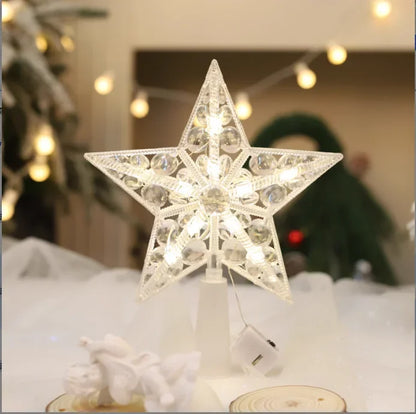 LED Christmas tree star topper with sparkling lights for festive holiday decor