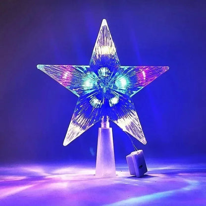 LED Christmas tree star topper with colorful lights for festive holiday decorations