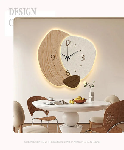 Nutshell LED wall clock for living room with modern design and soft ambient lighting