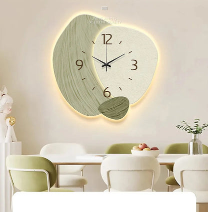 Stylish LED wall clock for living room featuring a unique design and soft glow for modern decor