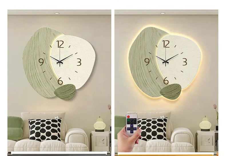 Stylish LED wall clock for living room with artistic design and remote control features