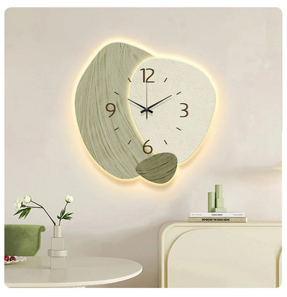 Modern LED wall clock for living room with stylish design and soft lighting