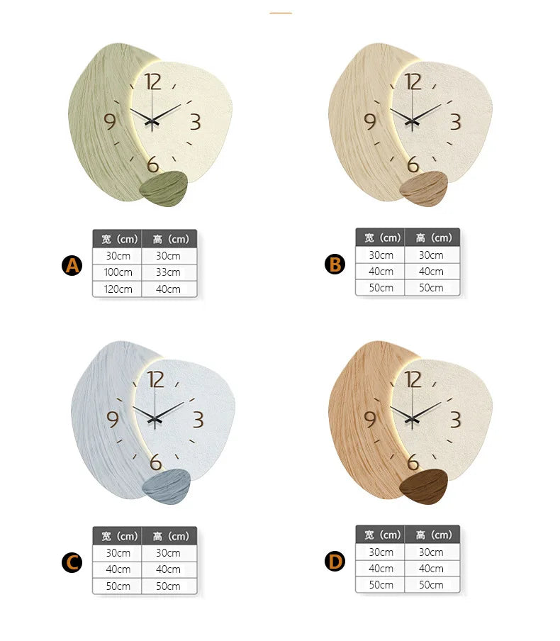 Nutshell LED wall clock for living room available in four unique color designs and sizes