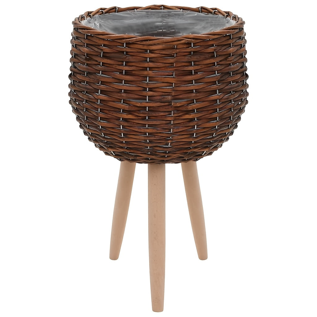 Nutshell Lined Plater Basket with Wooden Legs for Stylish Plant Display