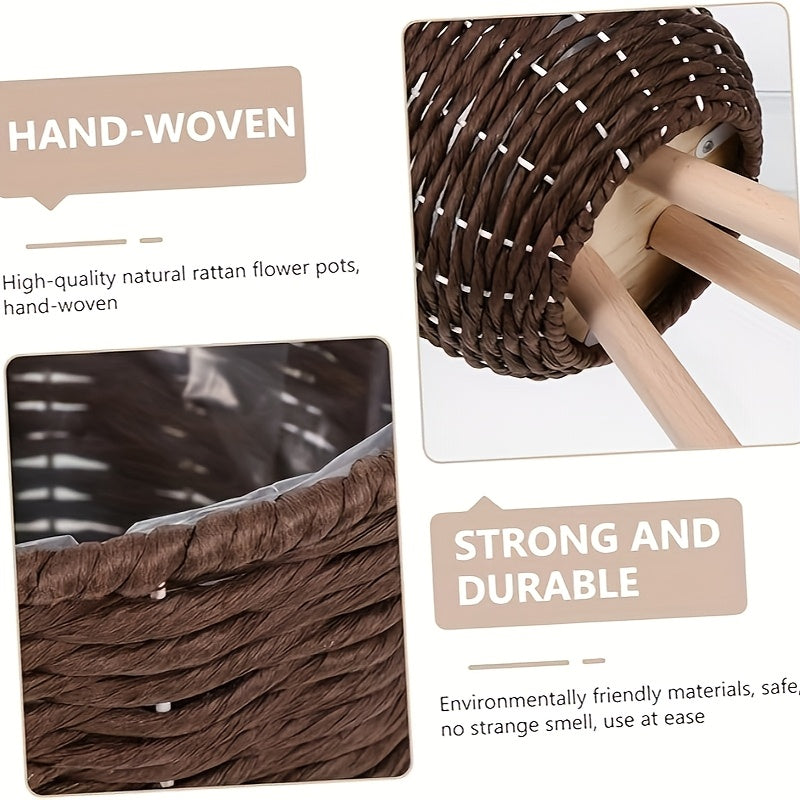 Hand-woven lined plater basket made from durable rattan with sturdy support legs