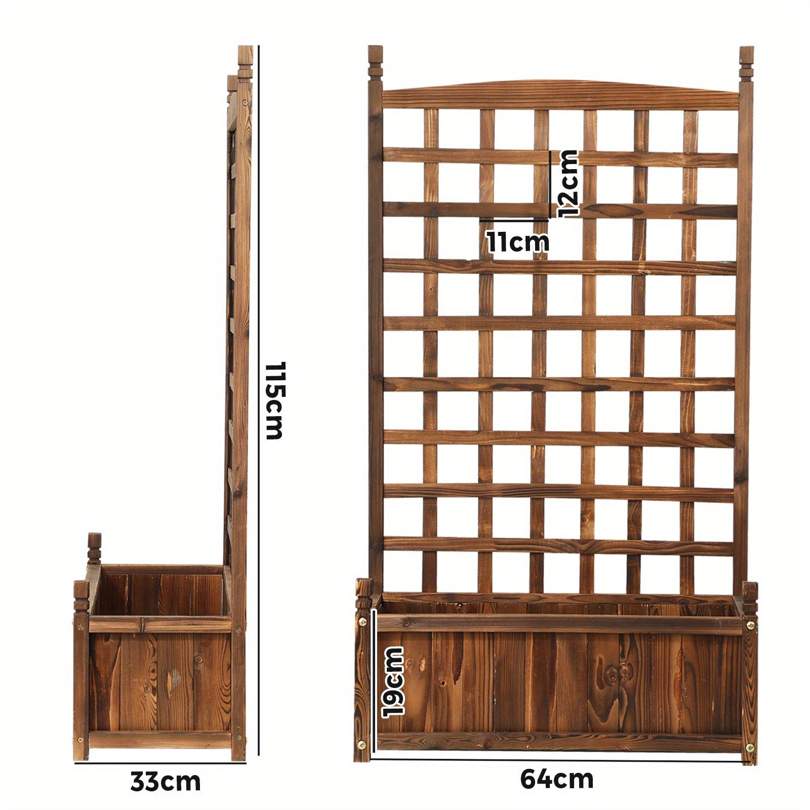 Raised Wooden Garden Bed with trellis design for climbing plants and vegetables