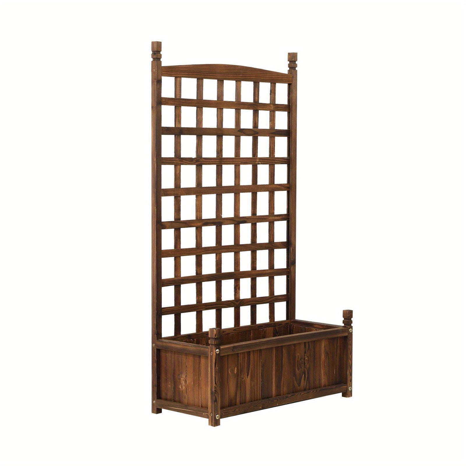 Nutshell Raised Wooden Garden Bed with Trellis for Climbing Plants and Herbs