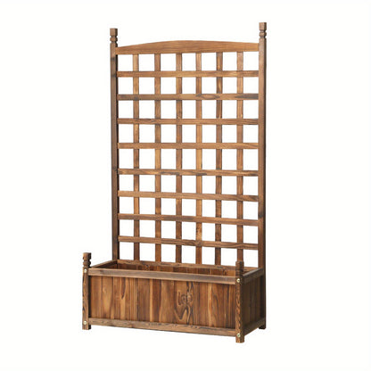Nutshell Raised Wooden Garden Bed with Trellis for Climbing Plants and Vegetables
