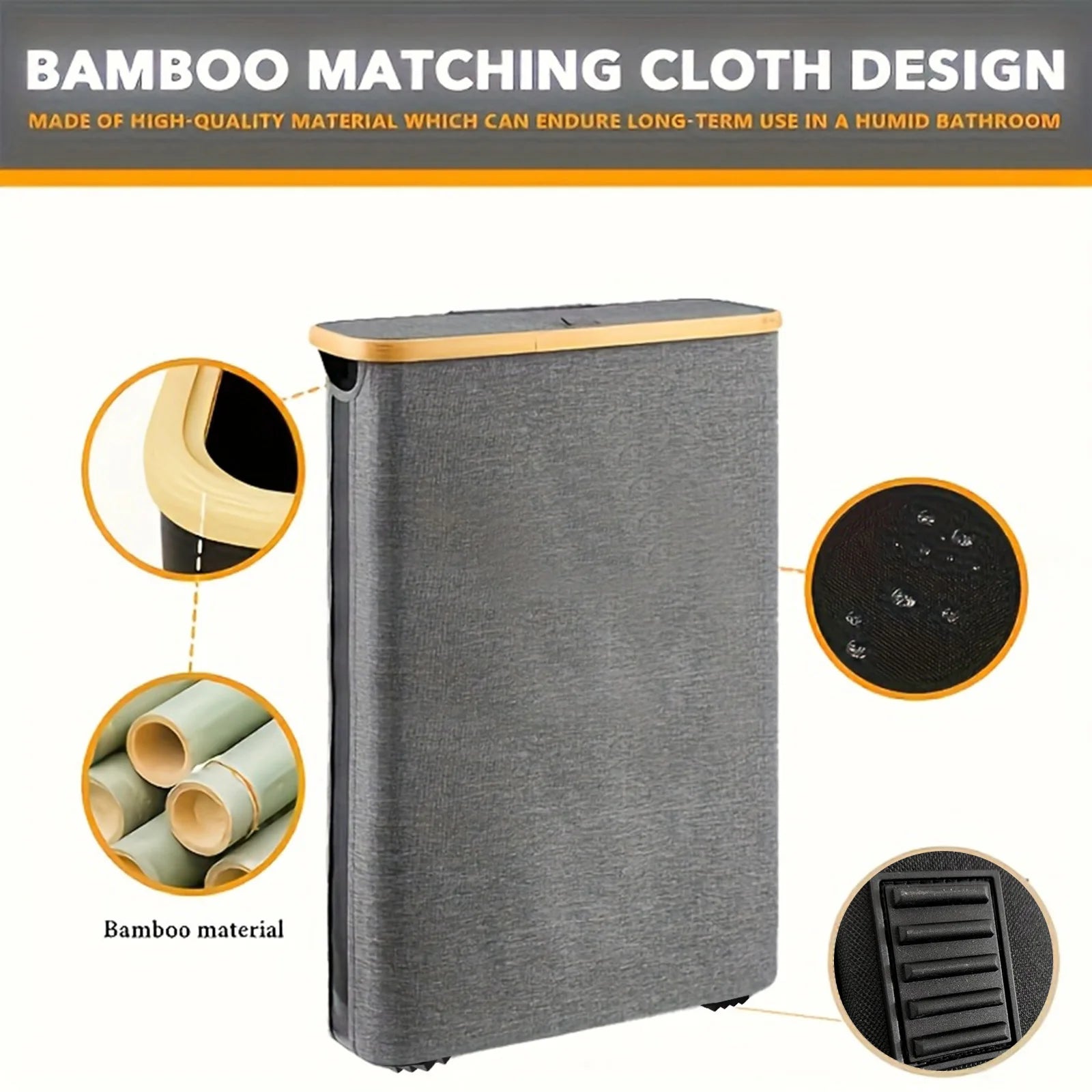 Nutshell Long Roll Paper Storage Box with bamboo matching cloth design for humid bathroom environments