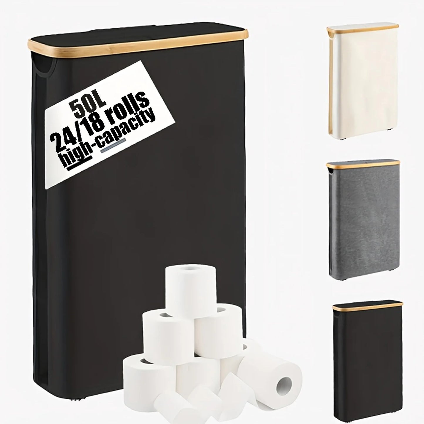 Long Roll Paper Storage Box in black for storing large rolls with high capacity