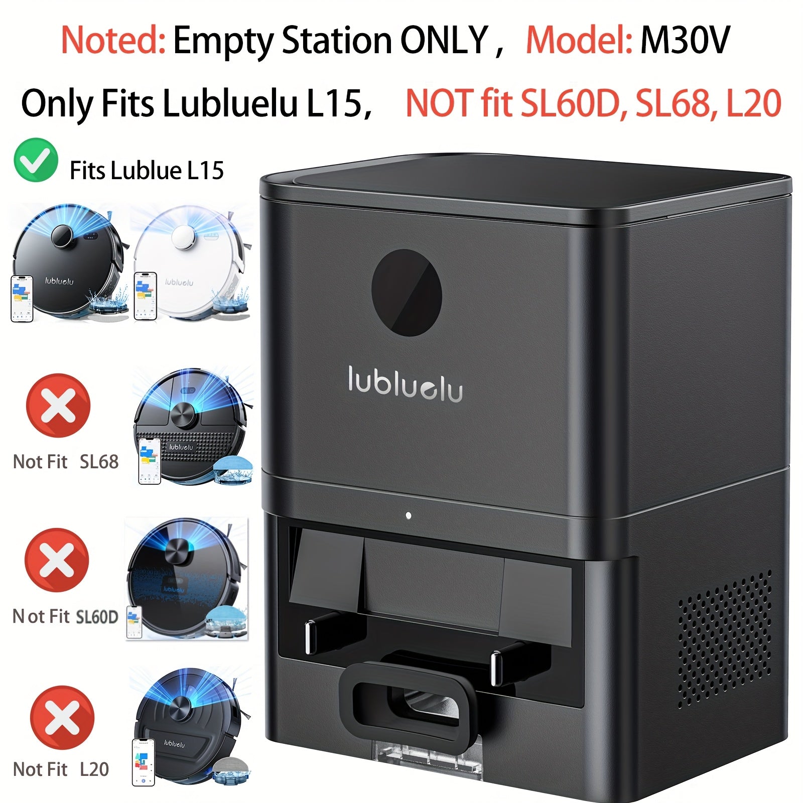 Nutshell robot vacuum and mop combo empty station compatible only with Lubluelu L15 model