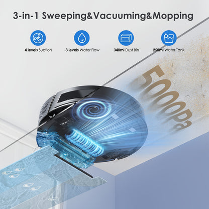Nutshell robot vacuum and mop combo with 3-in-1 sweeping vacuuming and mopping features