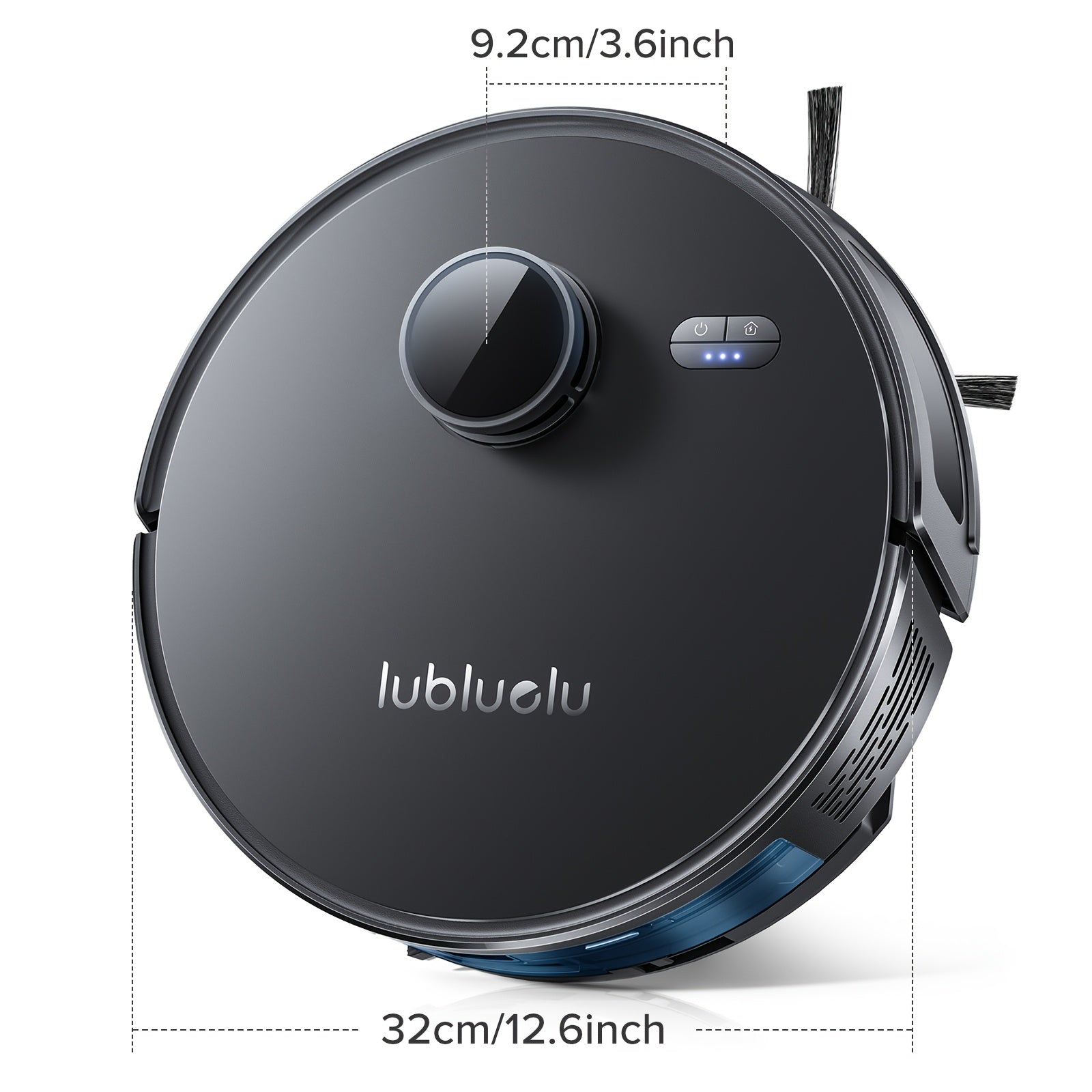 Nutshell robot vacuum and mop combo in black with compact design and dual side brushes