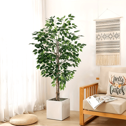 Luxury faux Ficus bonsai tree in a modern pot, perfect for home decor and adding greenery