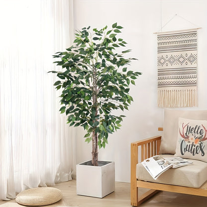 Luxury faux Ficus bonsai tree in a stylish white pot for elegant home decor
