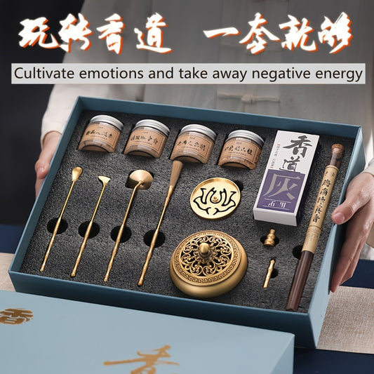 Nutshell luxury incense making kit with tools and ingredients for creating calming scents at home