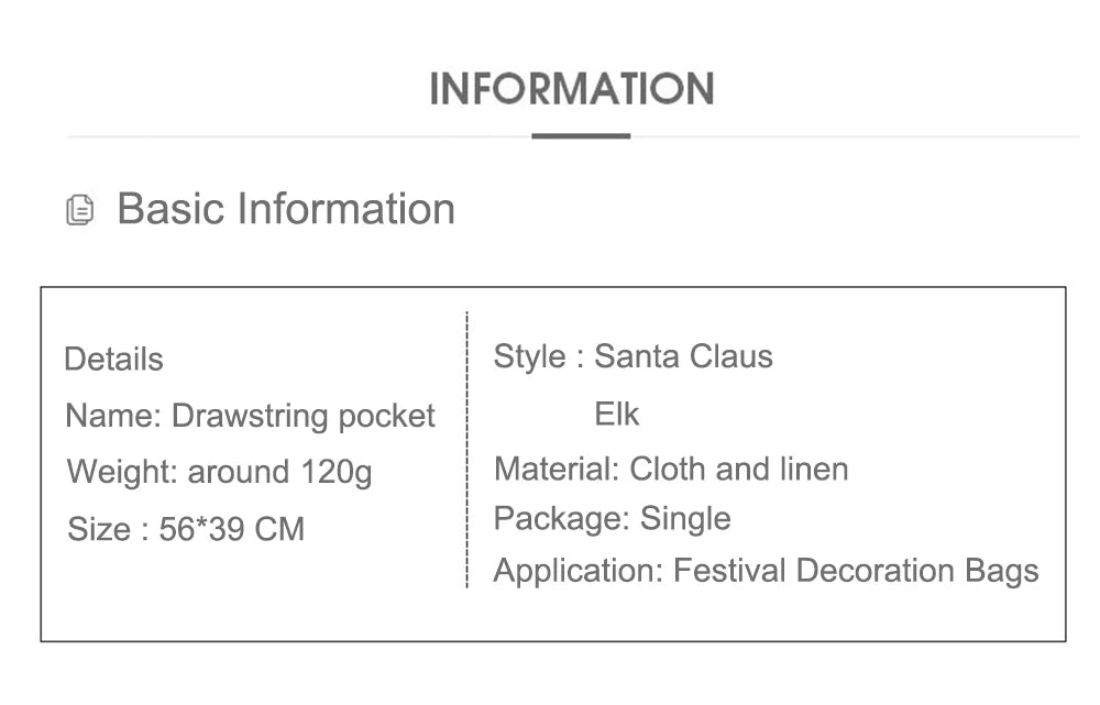 Luxury linen Christmas gift sack featuring Santa Claus design, perfect for festive decoration and gift storage