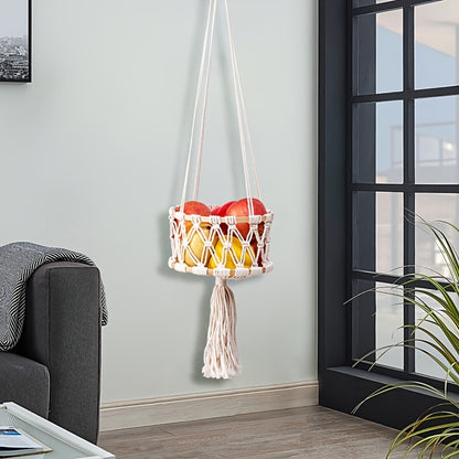 Nutshell macrame hanging basket decor featuring a vibrant design for home interior styling