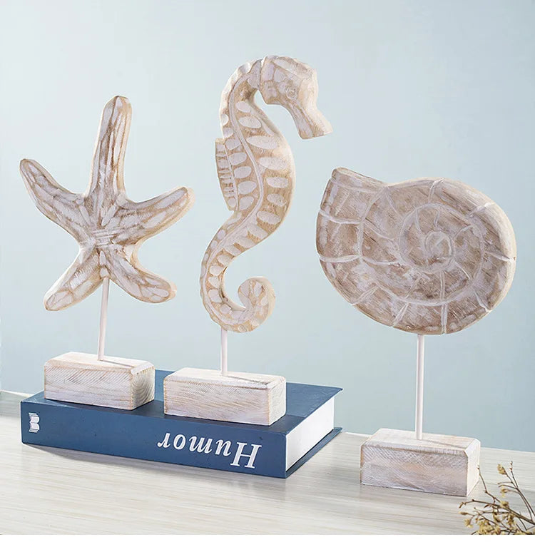 Nutshell Ornament Set featuring Mediterranean style home decor with starfish, seahorse, and shell designs