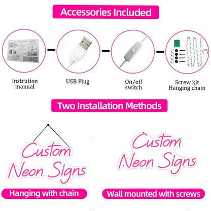 Merry Christmas neon sign with accessories and installation methods for festive decorations