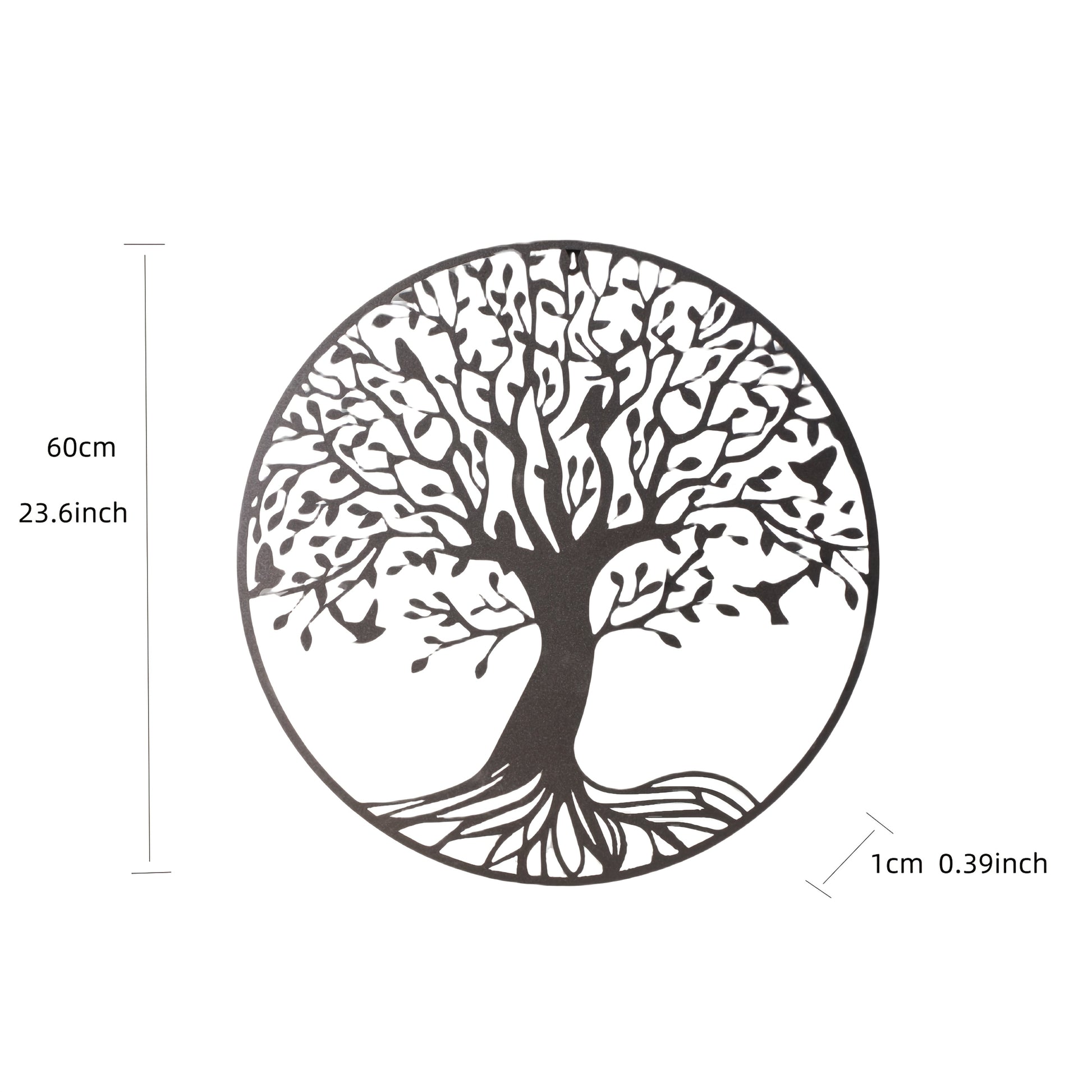 Nutshell Metal Tree of Life Wall Decor in circular design, 60cm tall with intricate tree details