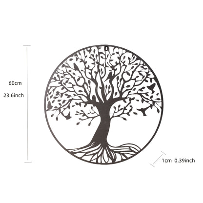 Nutshell Metal Tree of Life Wall Decor in circular design, 60cm tall with intricate tree details