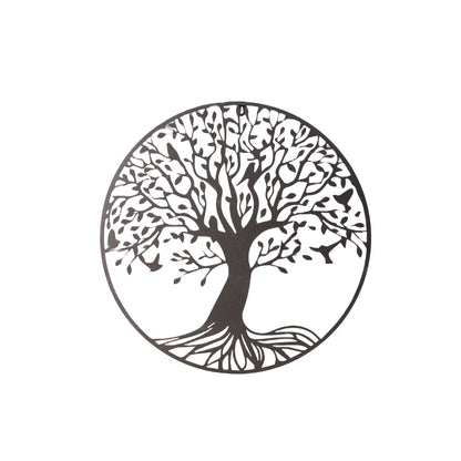 Nutshell Metal Tree of Life Wall Decor featuring intricate design and circular frame