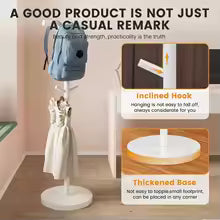Nutshell white coat stand with inclined hooks and thickened base School Bag Storage Rack for backpacks and coats