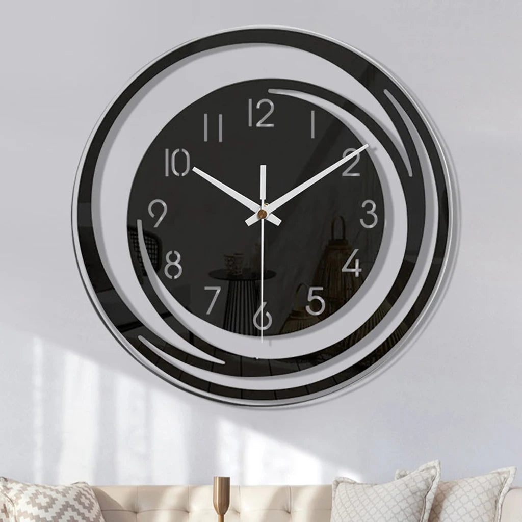 Modern acrylic wall clock with sleek design and bold numbers for contemporary home decor
